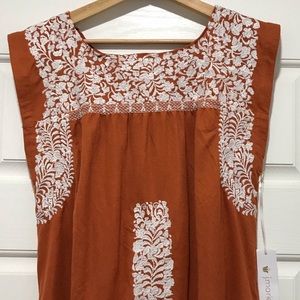 Burnt Orange Embroidered Dress